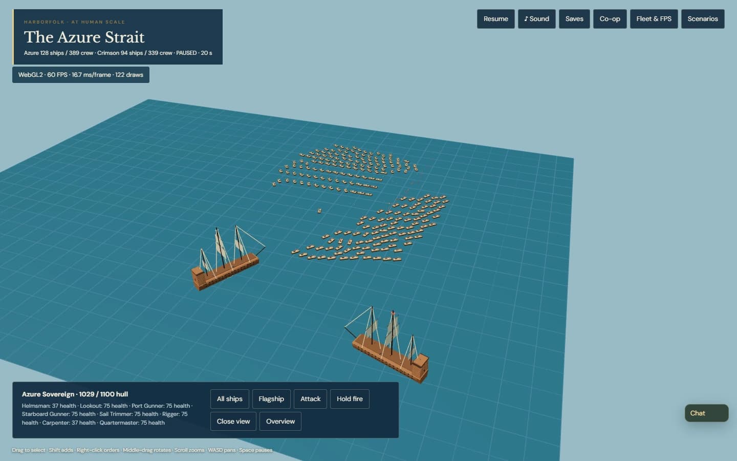 The guest browser showing a restored naval battle with surviving ships and crews