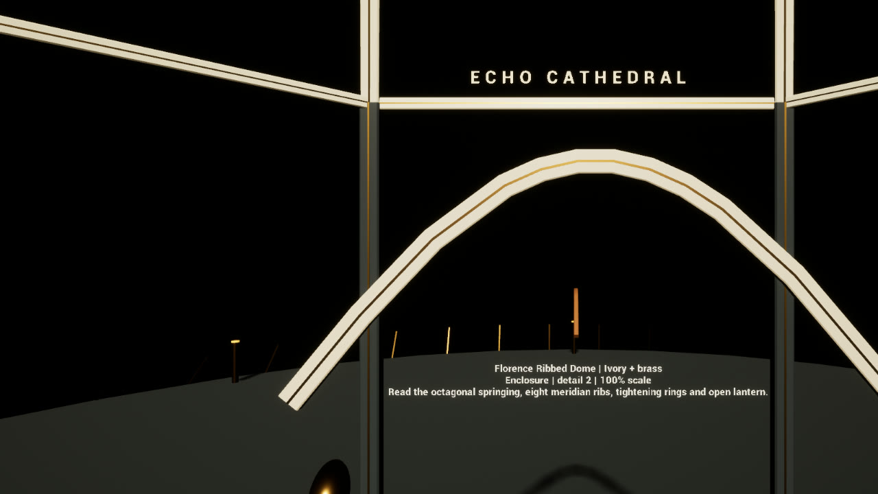 The Florence ribbed dome study in the Echo Cathedral atelier